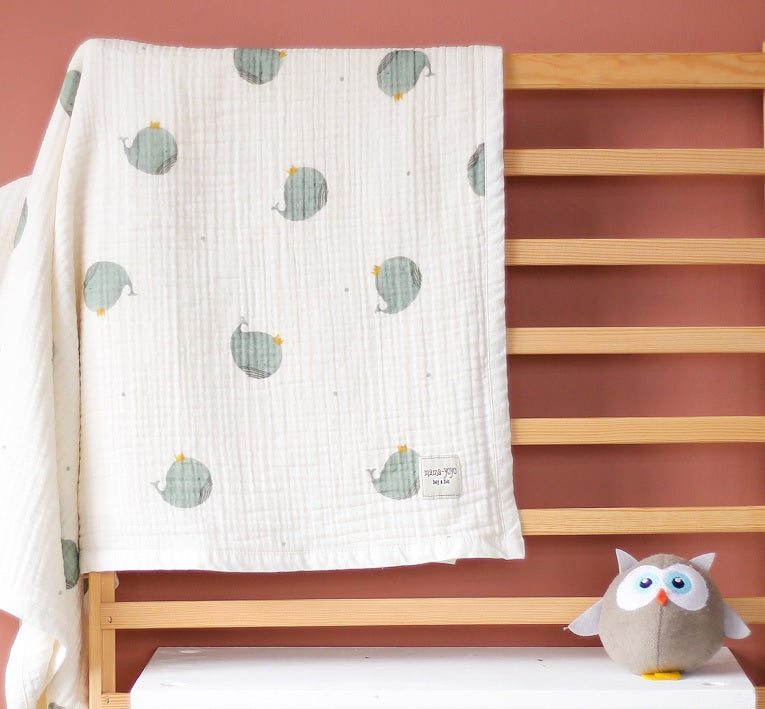 Organic Baby Blanket // 4 Layer Crinkle Muslin- Whaley