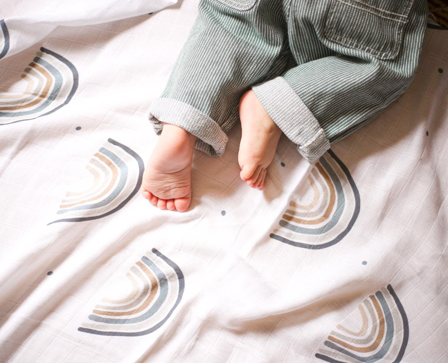 Multi Purpose Organic Muslin Throws 100% Organic Cotton-Rainbow Blue